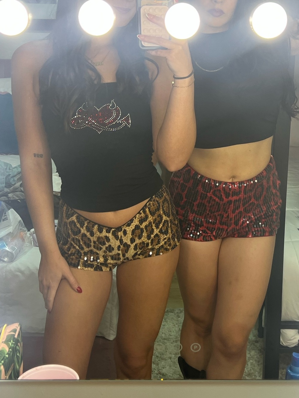 Amazon Sequin Animal-Print Skorts in Gold